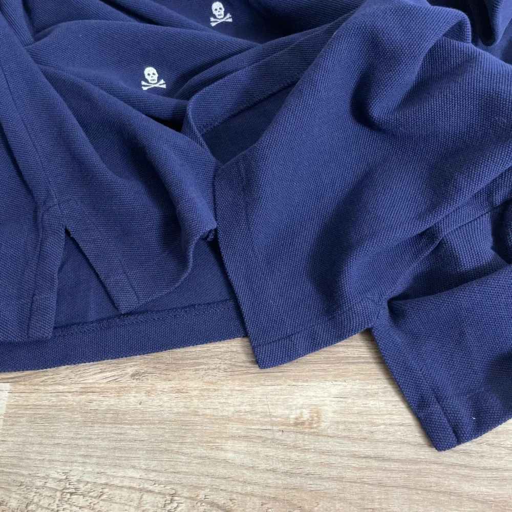 Polo Ralph Lauren Skull Crossbones Custom Slim Fit Polo Shirt Mens XXL Navy Blue